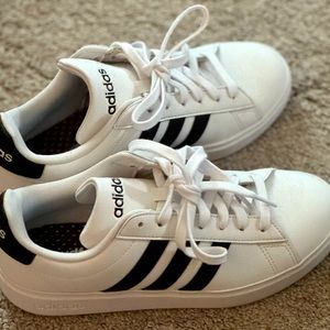 Ladies Adidas White and Black Sneakers
